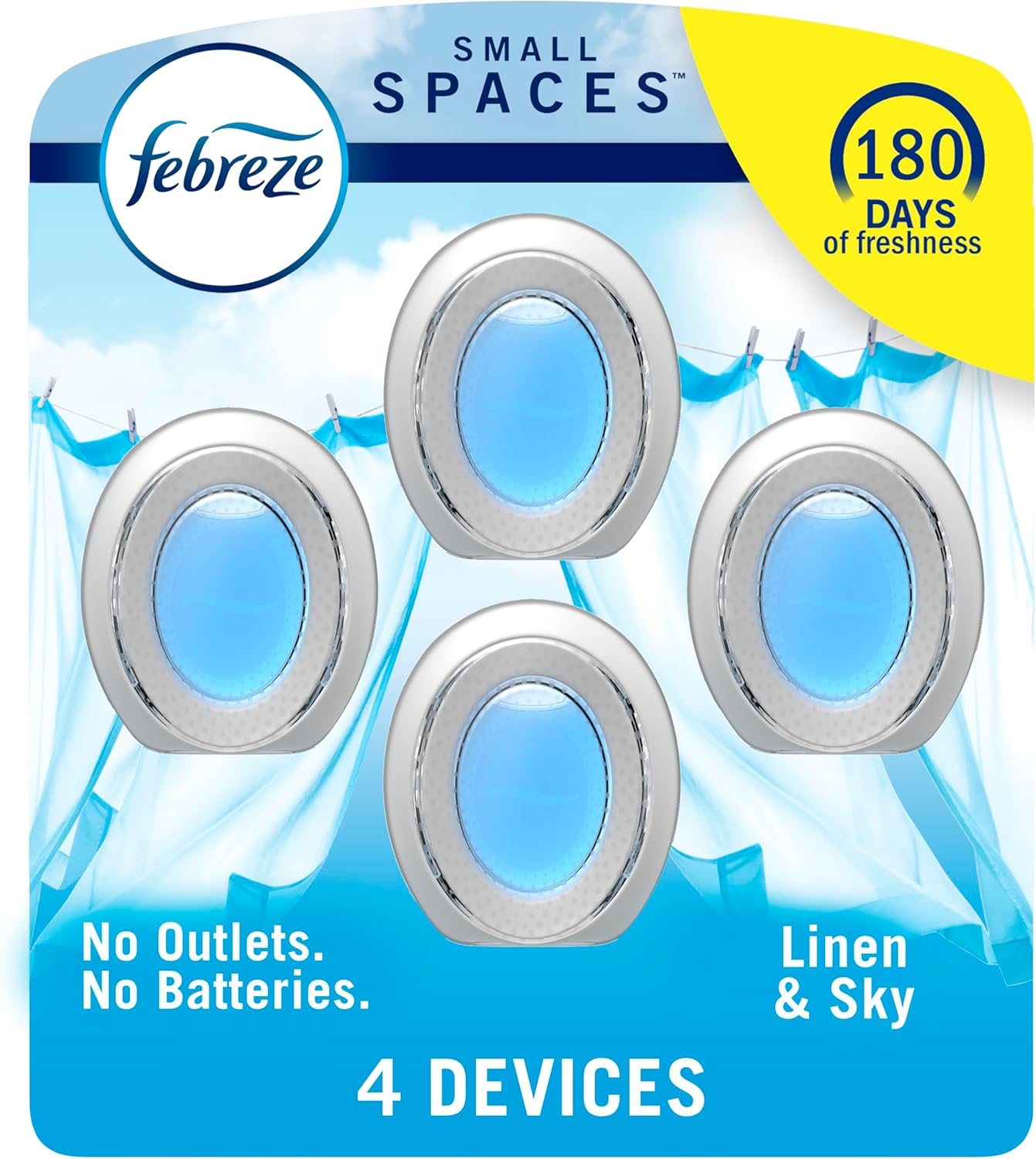 Febreze Small Spaces Air Freshener Linen & Sky, 4ct, 30ml